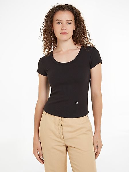 Tommy Hilfiger T-Shirt SLIM RIB SCOOP günstig online kaufen