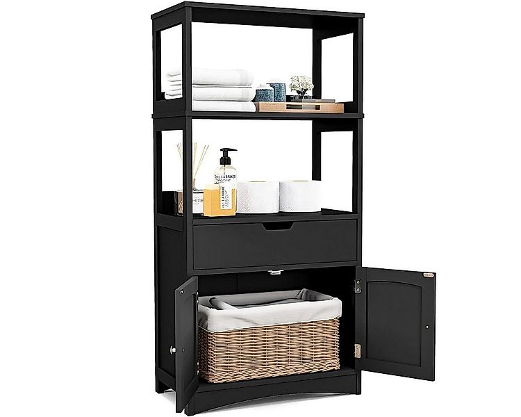 COSTWAY Mehrzweckschrank Bücherschrank mit Türen & 3 Regalen & Schublade günstig online kaufen