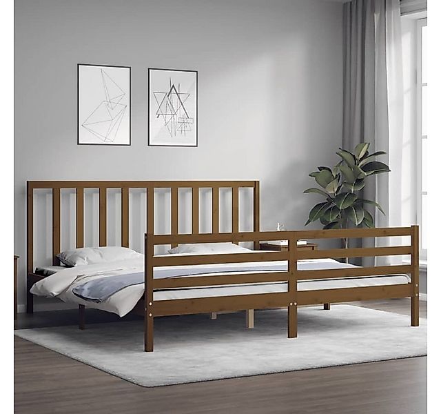 vidaXL Bett Massivholzbett mit Kopfteil Honigbraun 200x200 cm günstig online kaufen