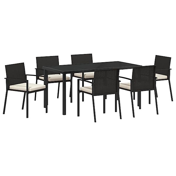 vidaXL Garten Essgruppe 7-Tlg Schwarz Poly Rattan 3379251 günstig online kaufen