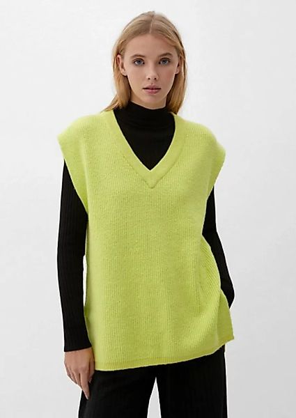 QS Strickpullover Pullover aus Strick Rippblende günstig online kaufen