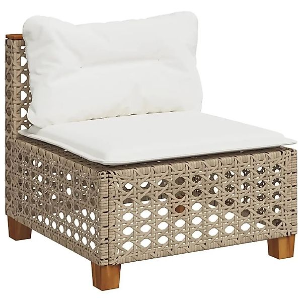 vidaXL Gartensofa ohne Armlehnen mit Kissen Beige Poly Rattan 365928 günstig online kaufen