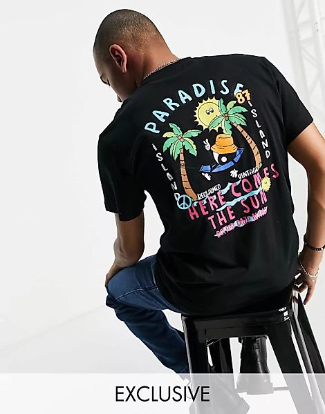 Reclaimed Vintage Inspired – T-Shirt aus Bio-Baumwolle in Schwarz mit Rücke günstig online kaufen