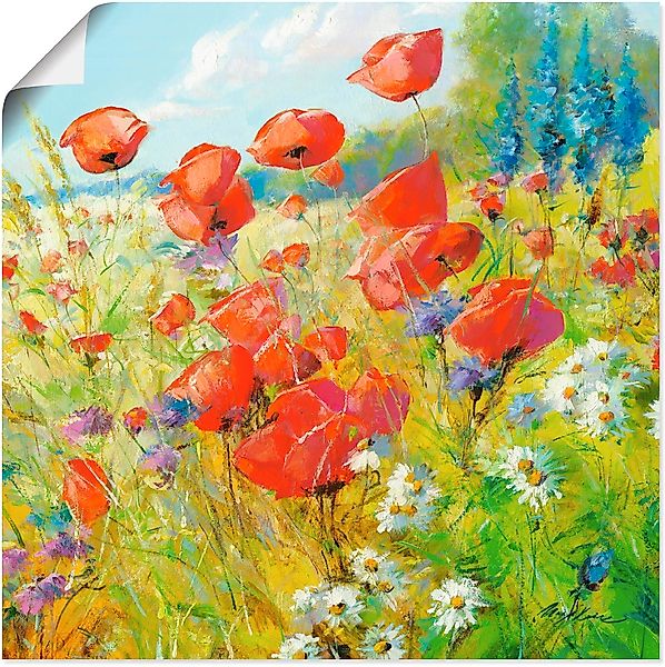 Artland Wandbild "Sommerwiese mit Mohnblumen", Blumenwiese, (1 St.), als Al günstig online kaufen