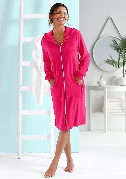 Witt Damenbademantel Bademantel Langarm, Länge ca. 100 cm, Baumwolle, Reißv günstig online kaufen