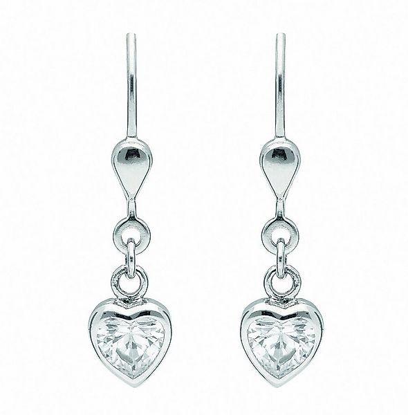 Adelia´s Paar Ohrhänger Damen 925 Silber Ohrringe Ohrhänger Herz mit Zirkon günstig online kaufen