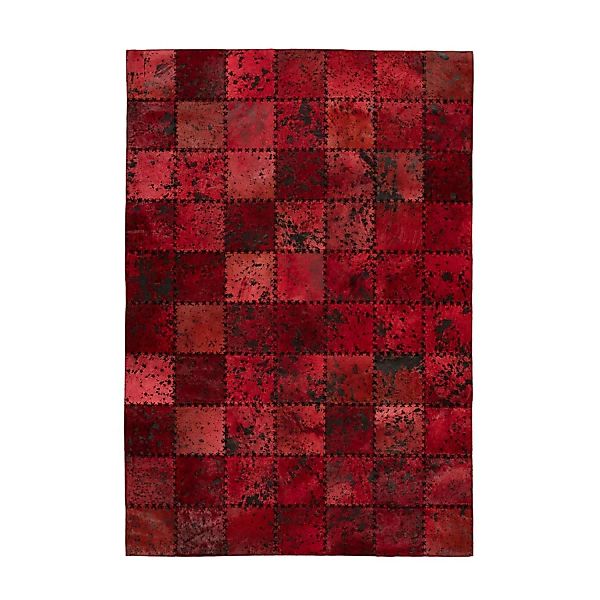 MeGusta Flachflor Teppich Rot Animal Patchwork Design Leder 200 x 290 cm günstig online kaufen