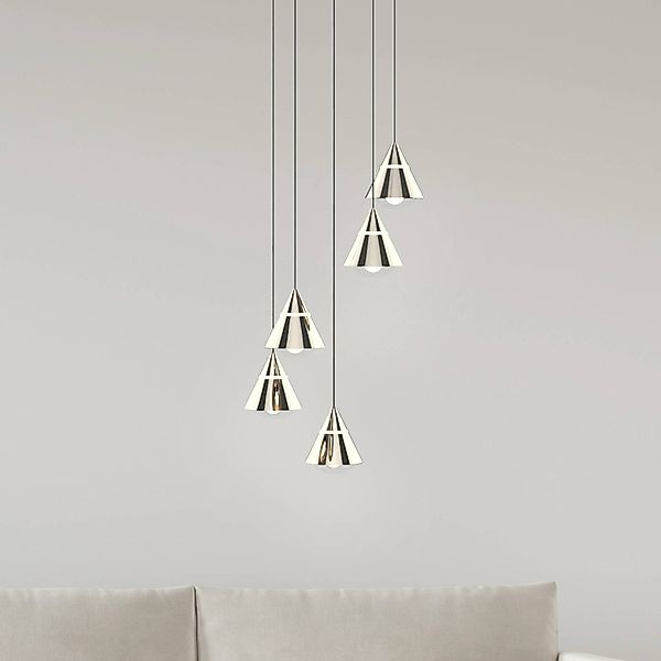 LED-Hängelampe Romeo, Ø 28 cm, nickelfarben, Metall, 5-flg. günstig online kaufen