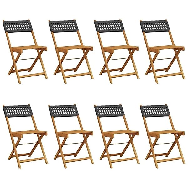 vidaXL Gartenstühle 8 Stk Klappbar Schwarz Poly Rattan & Massivholz 3214594 günstig online kaufen