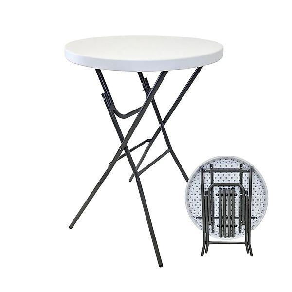 TRUTZHOLM Stehtisch Klappbar Durchmesser 80cm Tischplatte Höhe 110cm Weiß günstig online kaufen