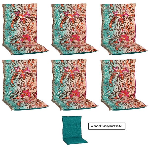 Beo Sitzauflage Niedriglehner Gera 6er-Set Türkis günstig online kaufen