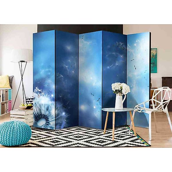 5 teiliger Paravent mit blauem Himmel und Pusteblume modern günstig online kaufen