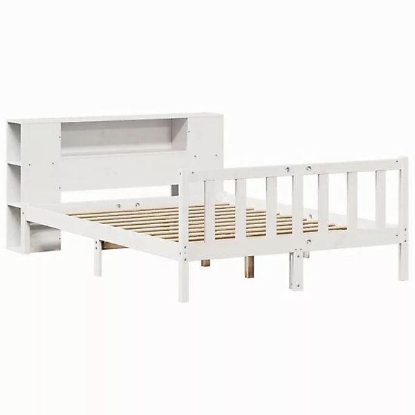 vidaXL Bett Massivholzbett mit Regal ohne Matratze Weiß 150x200 cm Kiefer günstig online kaufen