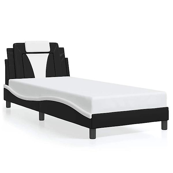 vidaXL Bettgestell Viana ohne Matratze Schwarz und Weiß 90x200 cm Kunstlede günstig online kaufen