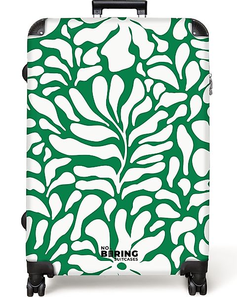 NoBoringSuitcases.com© Hartschalen-Trolley Grün mit weißem Blumendruck günstig online kaufen