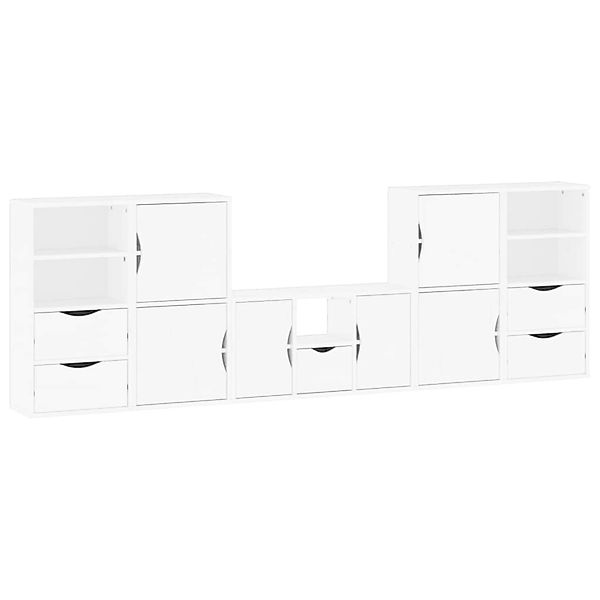 vidaXL 5-Tlg Wohnwand mit Stauraum ODDA Weiß Massivholz Kiefer 3365383 günstig online kaufen