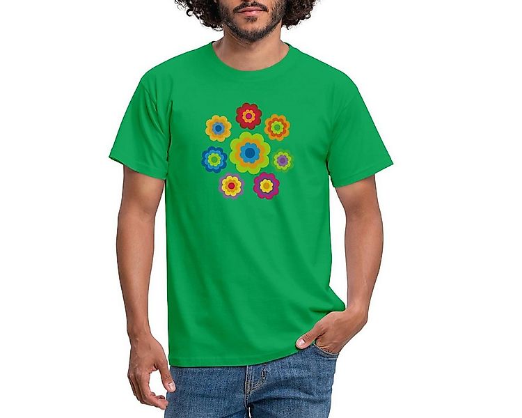 Spreadshirt T-Shirt 70er Jahre Hippie Flower Power Kostüm Blumen Outfit Män günstig online kaufen