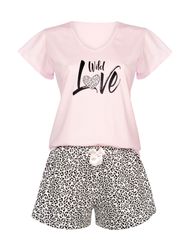 Donna Shorty Schlafanzug Motivdruck WILD-LOVE (Set, günstig online kaufen