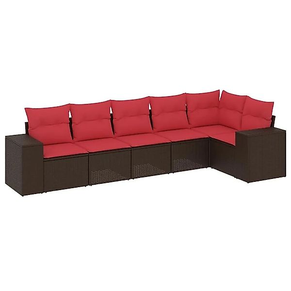 vidaXL 6-Tlg Gartensofa-Set mit Kissen Braun Polyrattan 3222593 günstig online kaufen