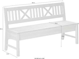 massivline&more Truhenbank "Bodensee" 1 Stk. tlg. Breite 166 cm günstig online kaufen