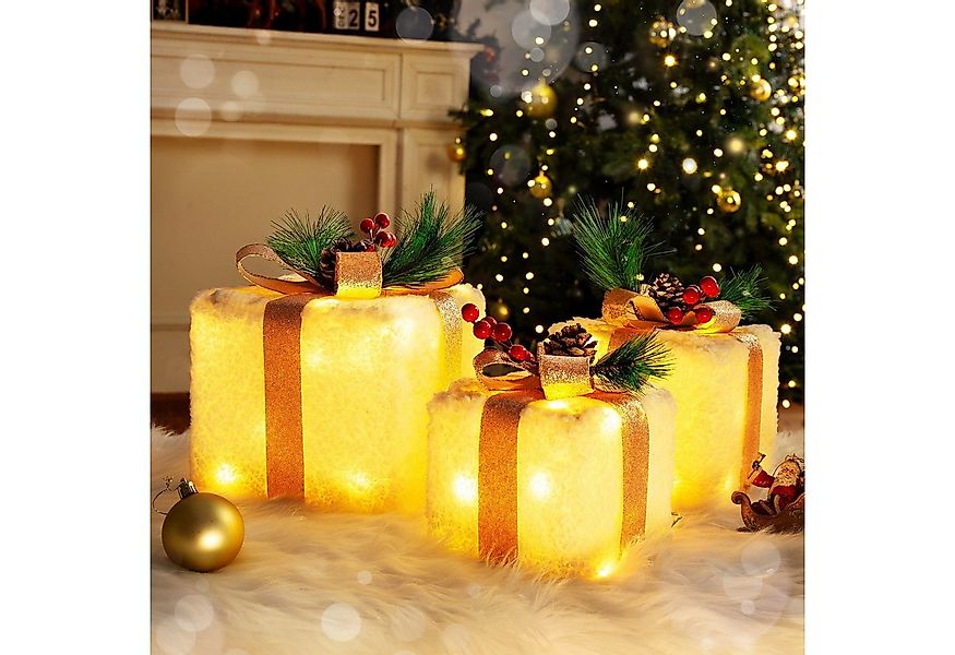 Elegear Weihnachtsfigur 3er Set LED Geschenkbox Weihnachten, Weihnachtsdeko günstig online kaufen