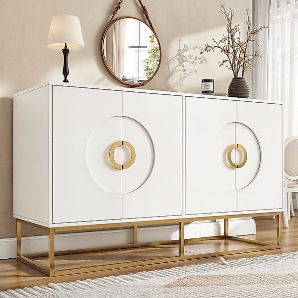 Flieks Sideboard Weiß/Schwarz (B140/T40/H83 cm, 1 günstig online kaufen