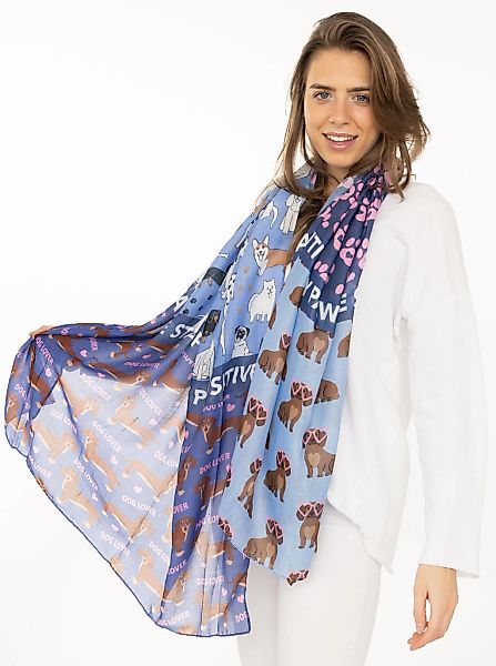 Zwillingsherz Schal ""Pawsitive"" Hundemuster, farbenfroh, transparent günstig online kaufen