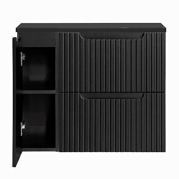 Lomadox Waschbeckenschrank NEWPORT-56-BLACK 80cm Waschtisch-Unterschrank 40 günstig online kaufen