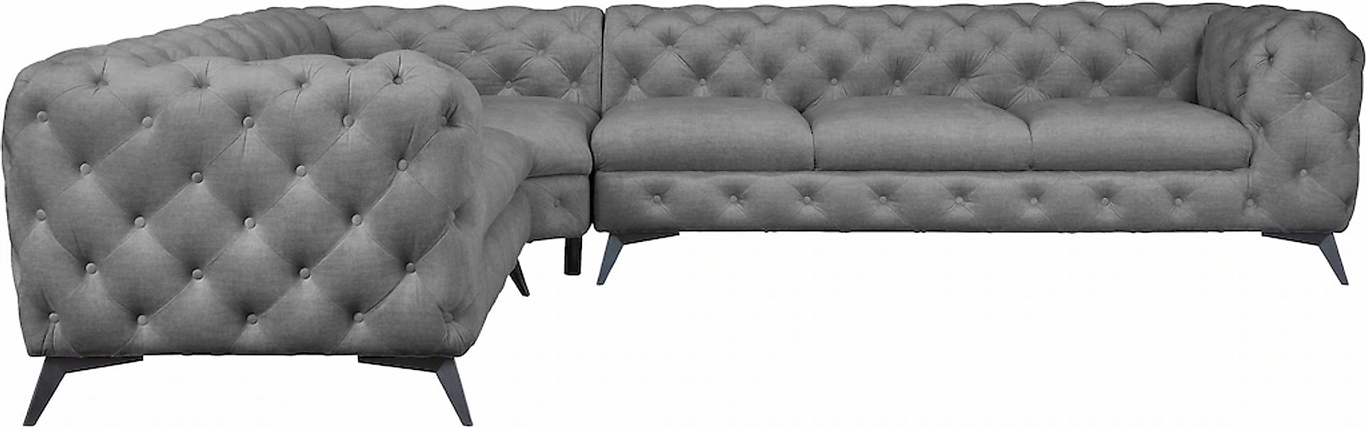 Leonique Chesterfield-Sofa "Ecksofa GLYNIS L-Form mit Wellenunterfederung, günstig online kaufen