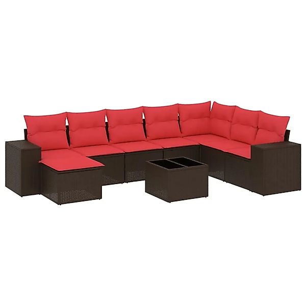vidaXL 9-Tlg Gartensofa-Set mit Kissen Braun Polyrattan 3222973 günstig online kaufen