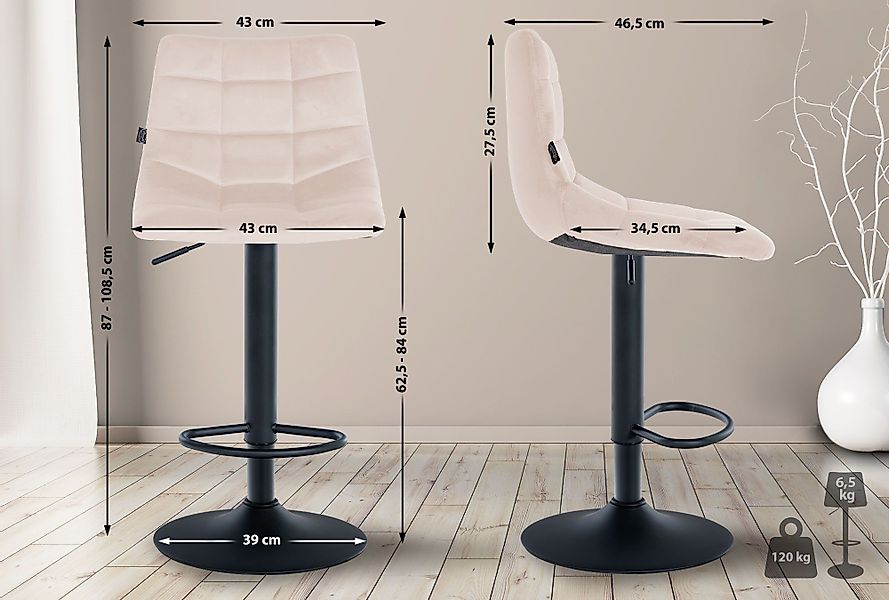 CLP Barhocker Jerry Samt (2er Set, günstig online kaufen