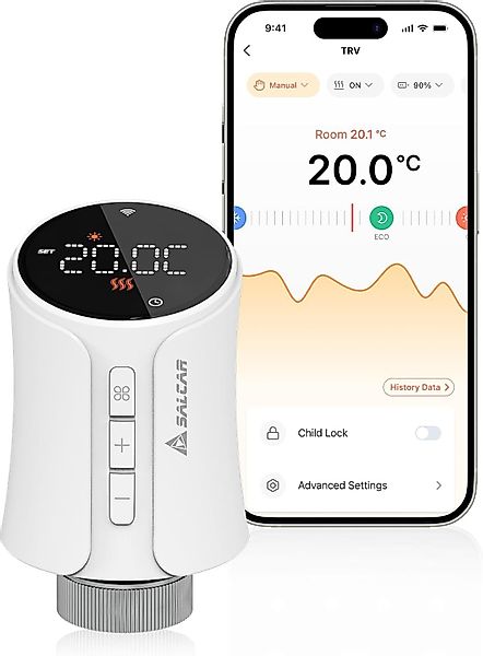 Salcar Heizkörperthermostat Smart WiFi Heizkörperthermostat Thermostat günstig online kaufen