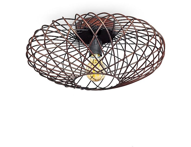 hofstein Deckenleuchte »Pieris« Deckenlampe aus Metall in Schwarz/Kupfer, o günstig online kaufen