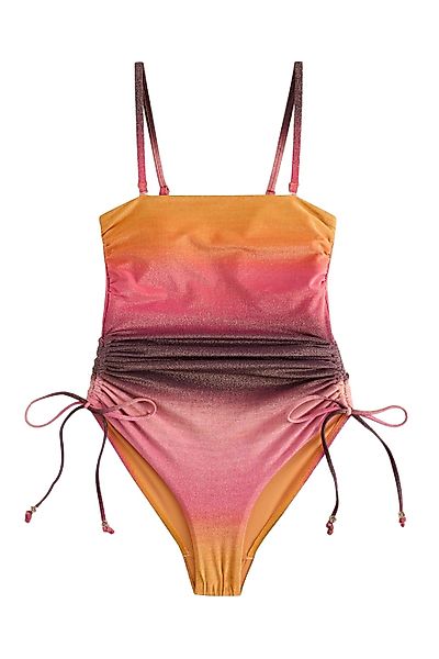 Next Badeanzug Bauchformender Bandeau-Badeanzug mit Beinrüschen günstig online kaufen
