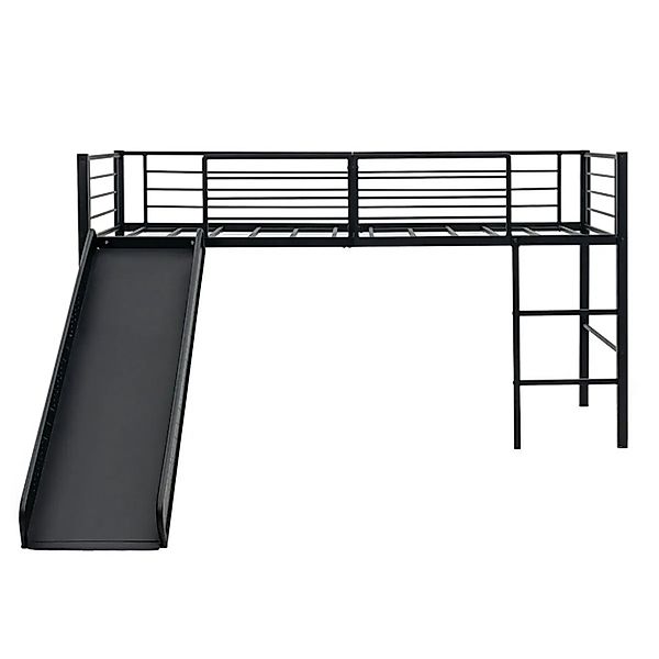 Costway Hochbett mit Rutsche und Leiter mit Lattenrost Metall Schwarz günstig online kaufen