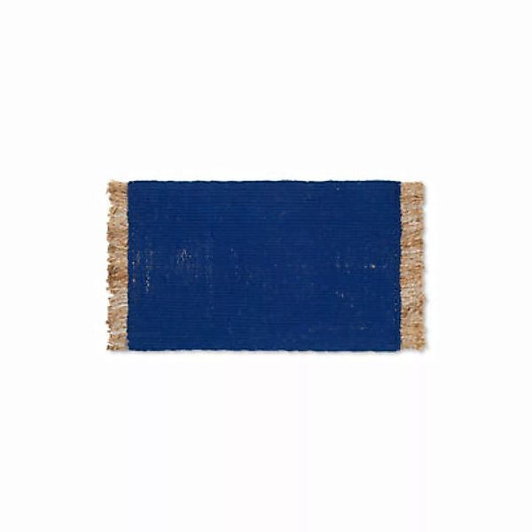 Teppich Block Mat textil blau / 50 x 80 cm - Jute & recycelte Plastikflasch günstig online kaufen