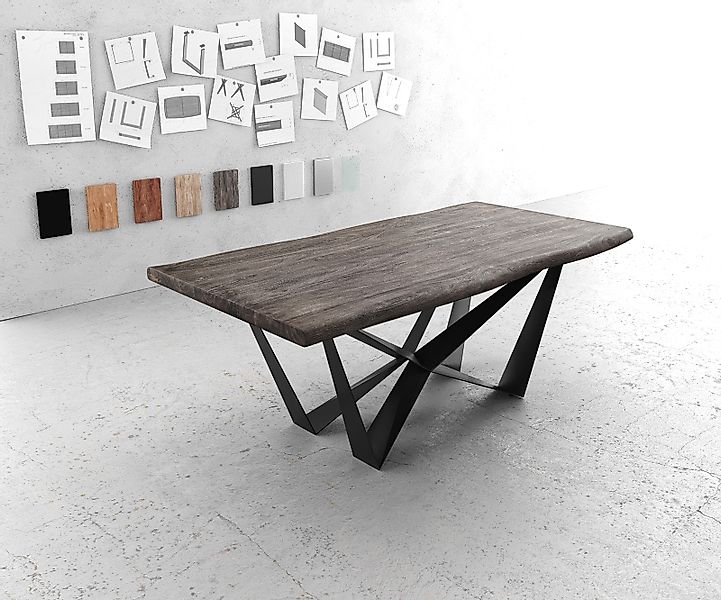 DELIFE Esstisch Edge, Akazie Platin 200x100 günstig online kaufen