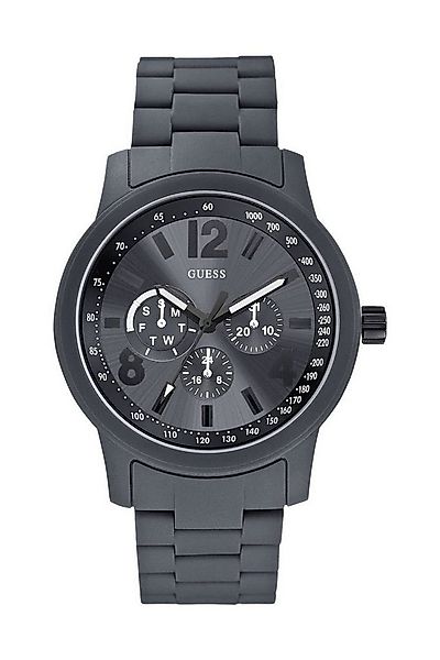 Guess Multifunktionsuhr Herrenuhr Armbanduhr Kunststoff Grau Datum FOX W018 günstig online kaufen