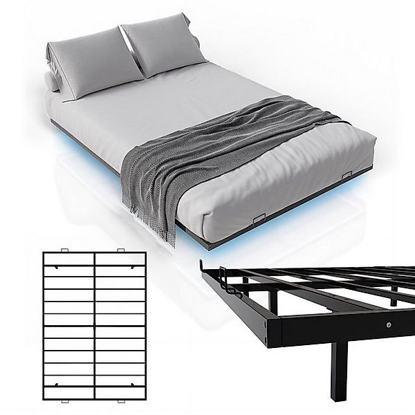 Juskys Metallbett Palamos, 140x200 cm mit Lattenrost & Beleuchtung, moderne günstig online kaufen