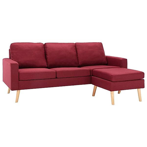 3-sitzer-sofa Mit Hocker Weinrot Stoff günstig online kaufen