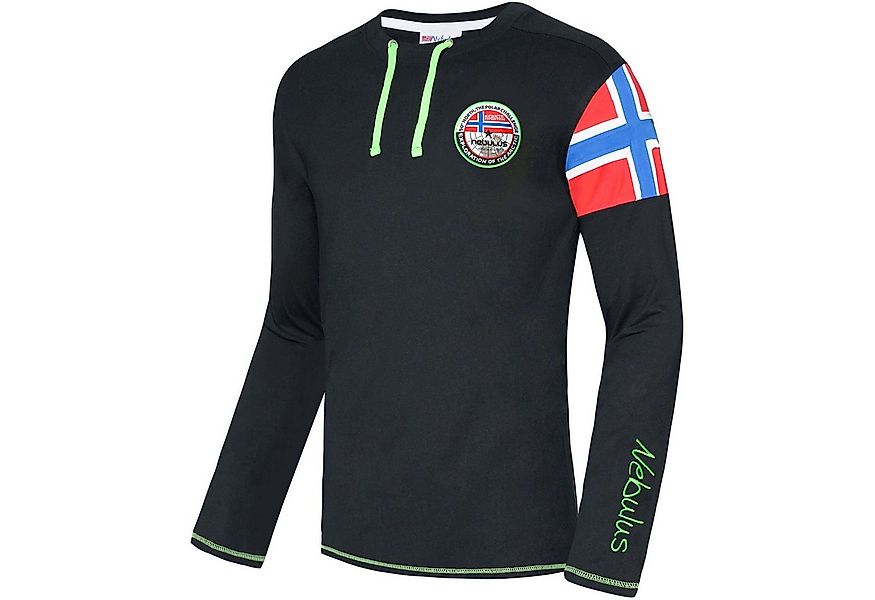 Nebulus Langarmshirt FRERK, P4690 - Herren, schwarz-grün, L günstig online kaufen