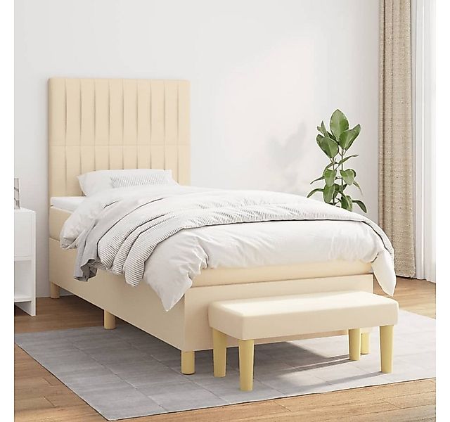 vidaXL Bett Boxspringbett mit Matratze Creme 90x200 cm Stoff günstig online kaufen