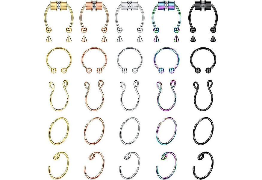 LuxusKollektion Nasenpiercing-Set Septumring magnetisch Edelstahl Fake Clip günstig online kaufen