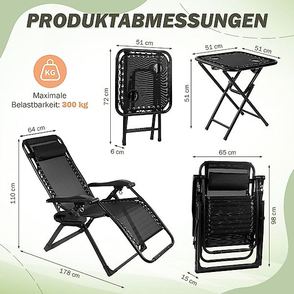 Homewit Gartenliege Klappbare Liegestuhl, mit Getränkehalter günstig online kaufen
