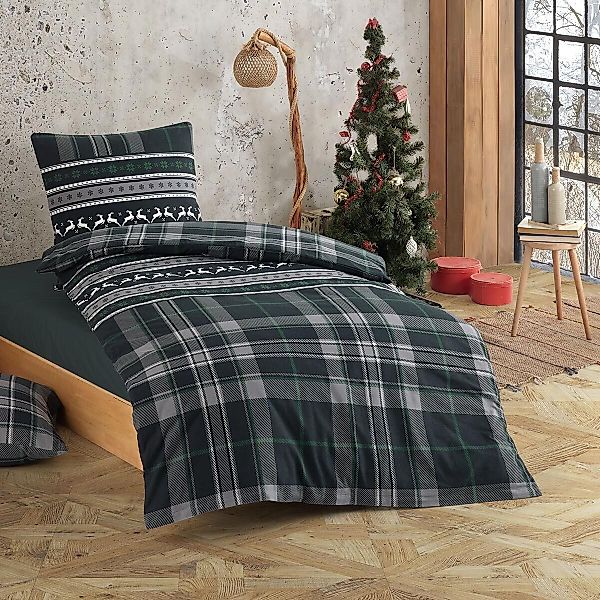 TRAUMSCHLAF Bettwäsche Hirsche, Flanell, 3 teilig, günstig online kaufen