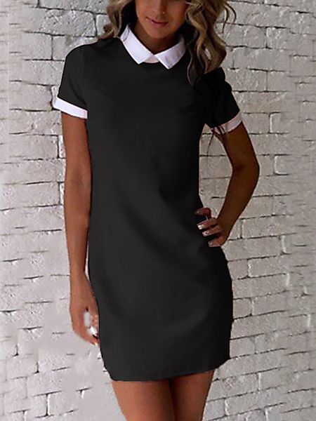 Schwarzer Mini Kleid mit kurzen Ärmeln günstig online kaufen