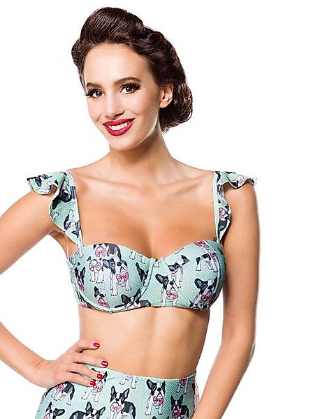 Vintage Bikini-Oberteil Blau/Weiß/Schwarz günstig online kaufen