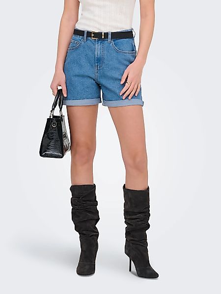 ONLY Jeansshorts "ONLLAURA HW FOLD UP SHORT BOX DNM" Baumwoll-Denim mit Str günstig online kaufen