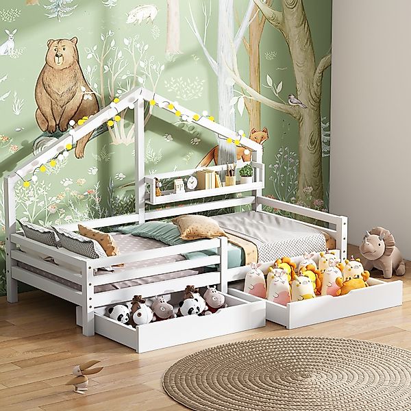 Flieks Kinderbett, Einzelbett Hausbett mit 2 günstig online kaufen