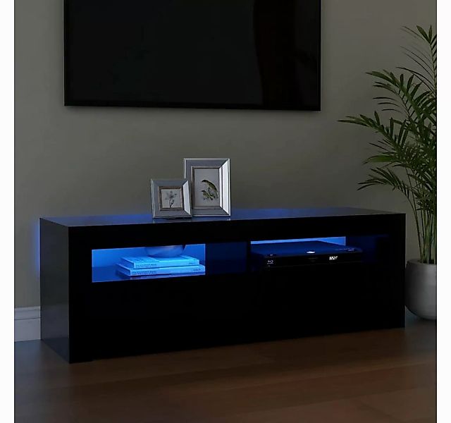 vidaXL TV-Schrank TV-Schrank mit LED Leuchten Schwarz 120x35x40 cm Lowboard günstig online kaufen